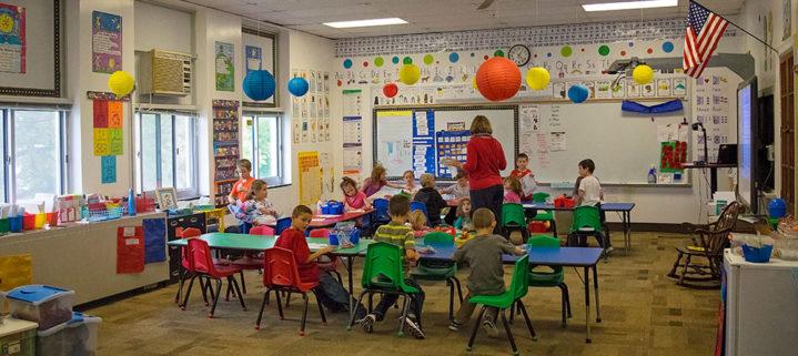 Central Ward Classroom with colorful tables and chairs